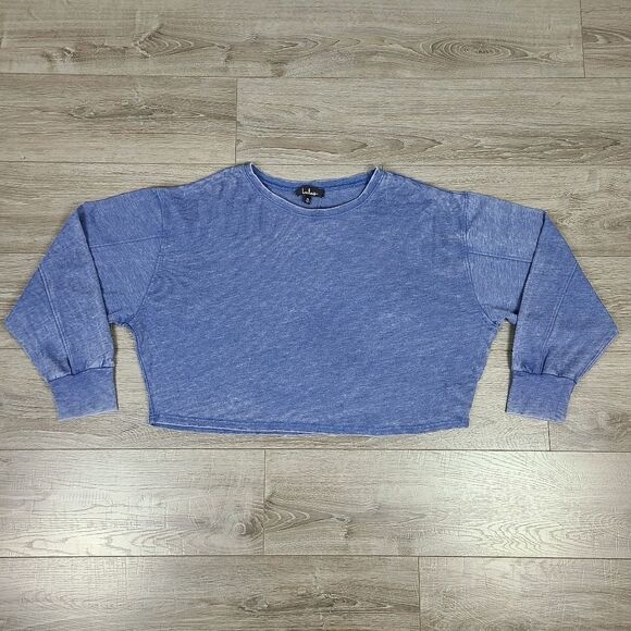 LULU'S Favorite Trend Washed Blue Cropped Pullover Sweatshirt XL - Picture 11 of 16
